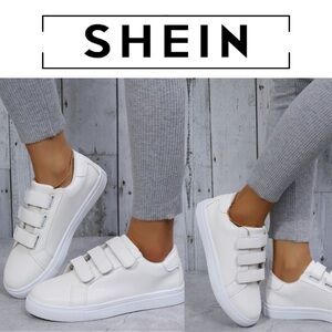 SHEIN Women's Triple Strap White Sneakers Velcro